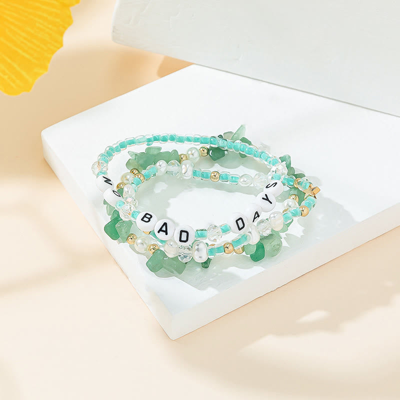 Olivenorma "No Bad Days" Crystal Beaded Three Layer Bracelet Set