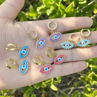 Olivenorma Color Epoxy Evil Eye Earrings - image 0