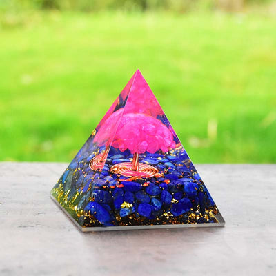 Olivenorma Lapis Lazuli Pink Crystal Tree Of Life Orgone Pyramid