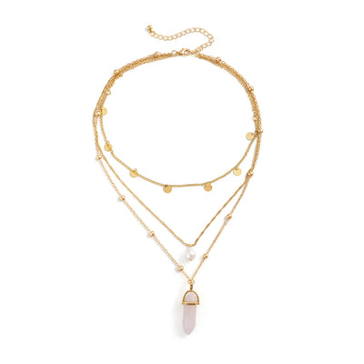 Olivenorma Rose Quartz Freshwater Pearl Pendant Necklace Set