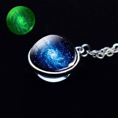 Olivenorma Glow In The Dark Galaxy Glass Necklace