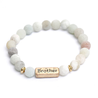 Olivenorma Natural Gemstone Brother Engraving Bracelet