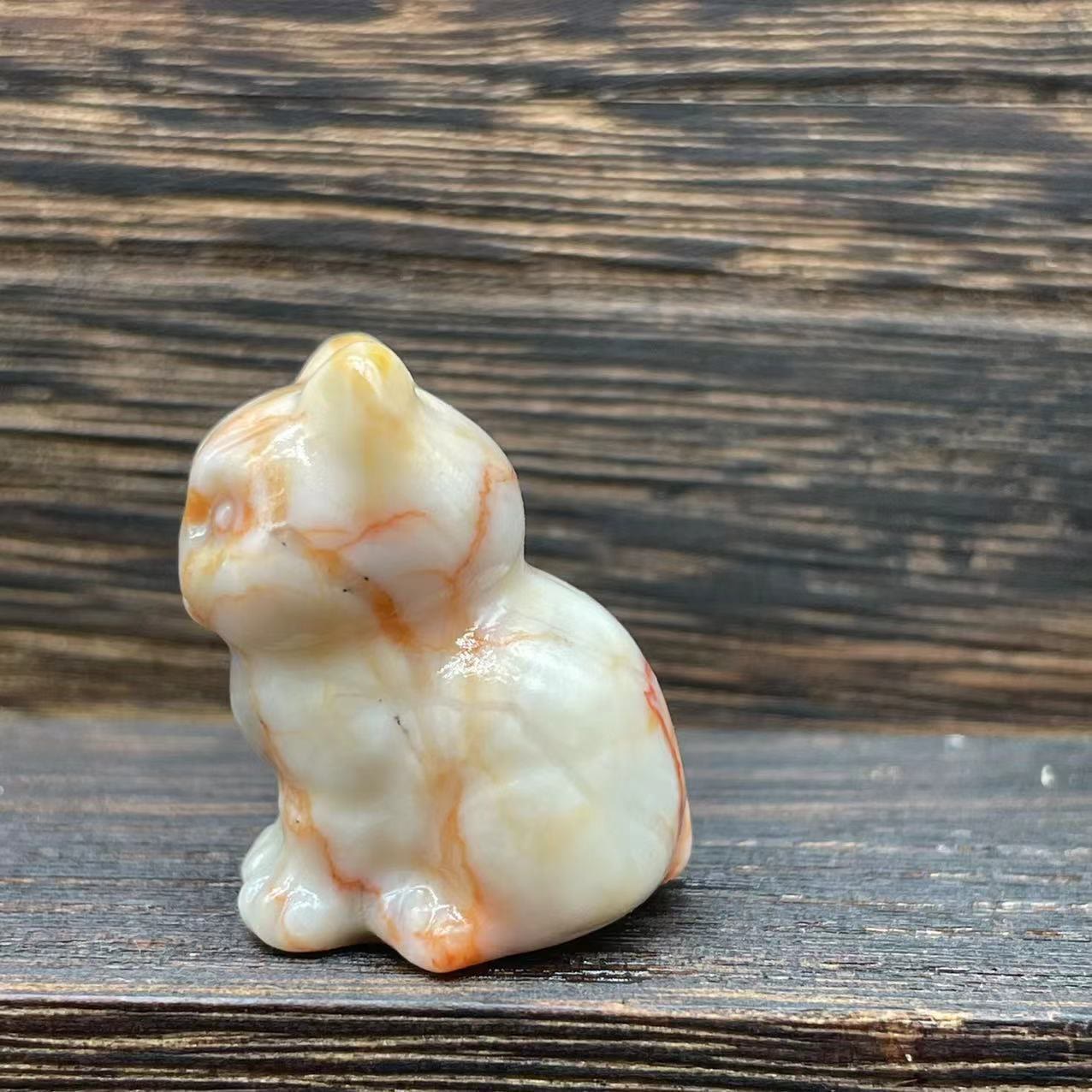 Olivenorma Natural Stone 1.2 Inch Cute Kitten Gemstone Decoration