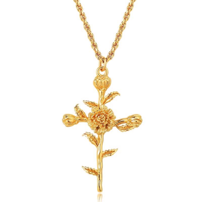 Olivenorma Dainty 18k Gold Plated Birth Flower Necklace