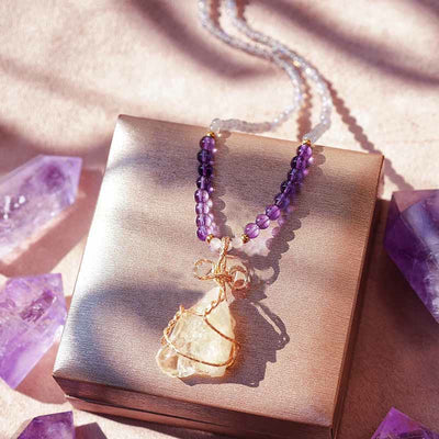 Olivenorma Natural Crystal Rough Handmade Pendant Necklace