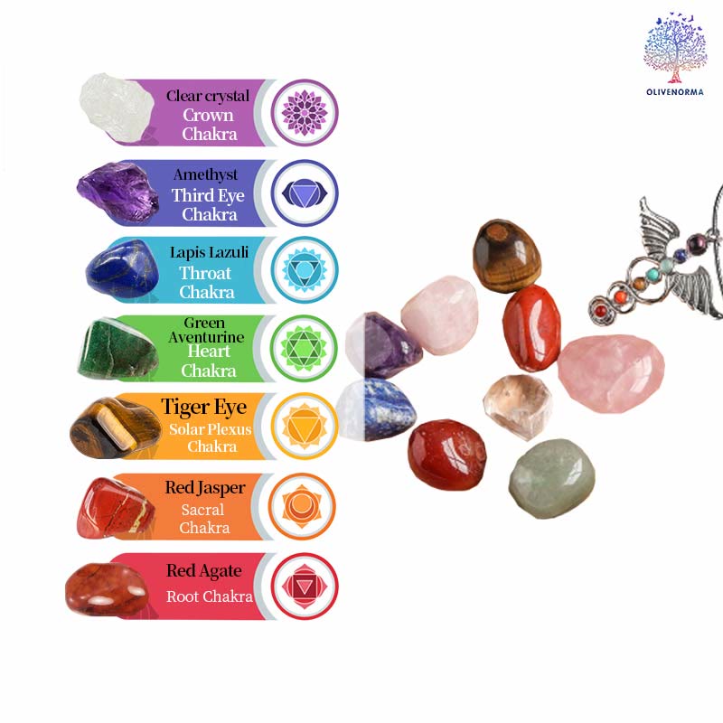 Olivenorma Natural Irregular Meditation Polished Chakra Gemstones Crystal Set