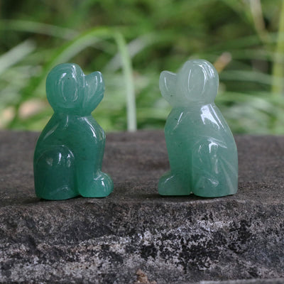 Olivenorma Green Aventurine Dog Stone Carving Gemstone Decoration