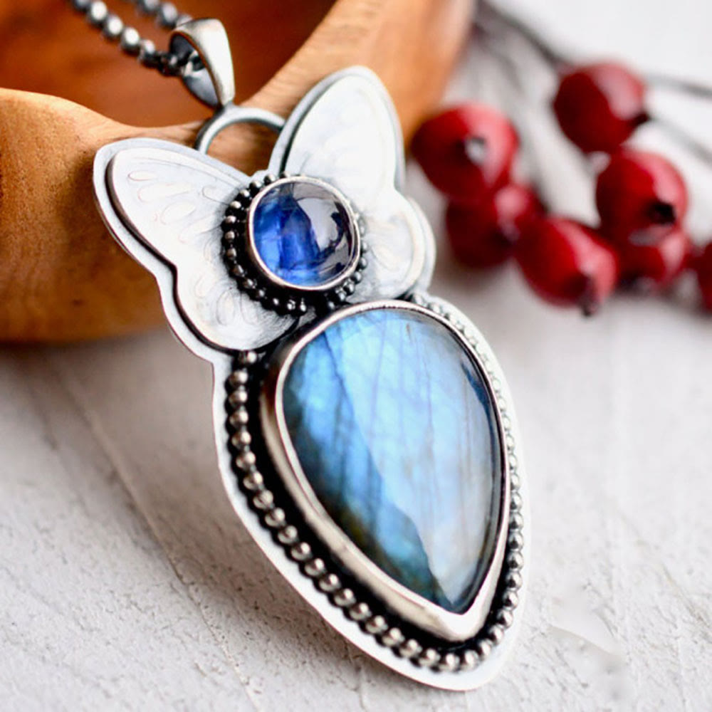 Olivenorma Butterfly Design Labradorite Pendant