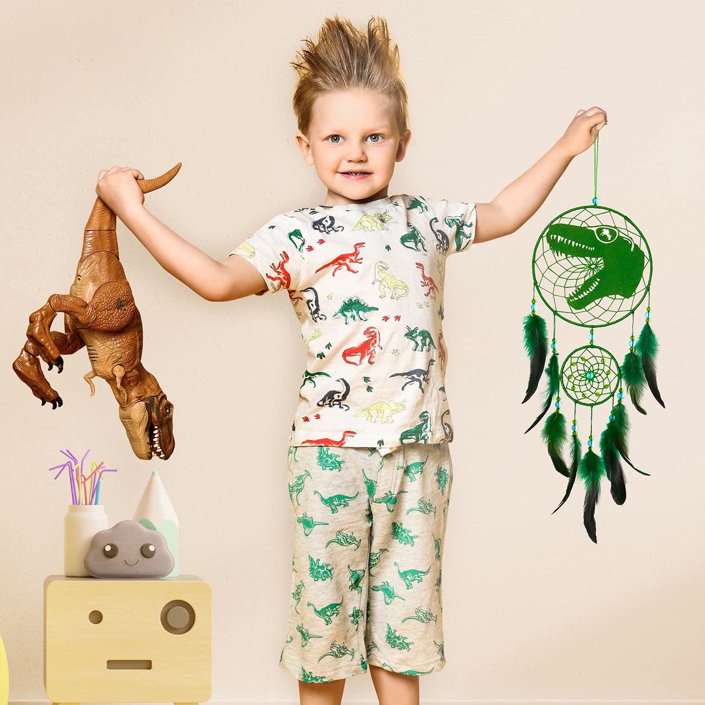 Olivenorma Dinosaur For Kids Feather Dream Catcher