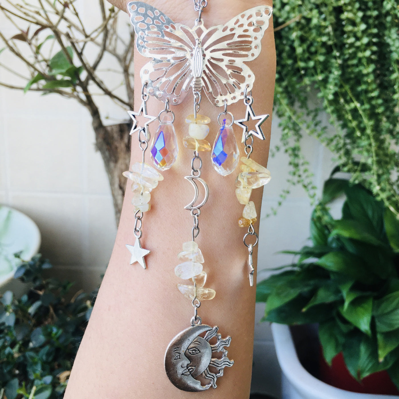 Olivenorma Suncatcher Butterfly Style Sun Moon Wind Chime