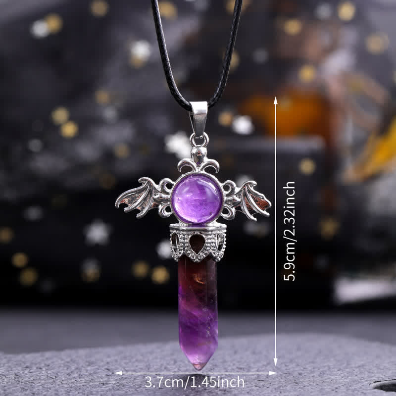 Olivenorma Natural Stone Angel Devil Wings Pendant Necklace