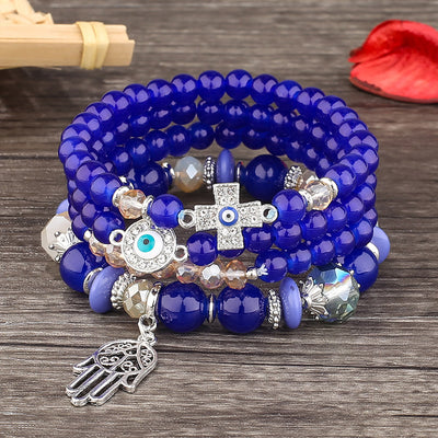 (Clearance 30% OFF / CODE: OFF30) - Olivenorma Evil Eye Hamsa Protection 4-Piece Bracelet Set