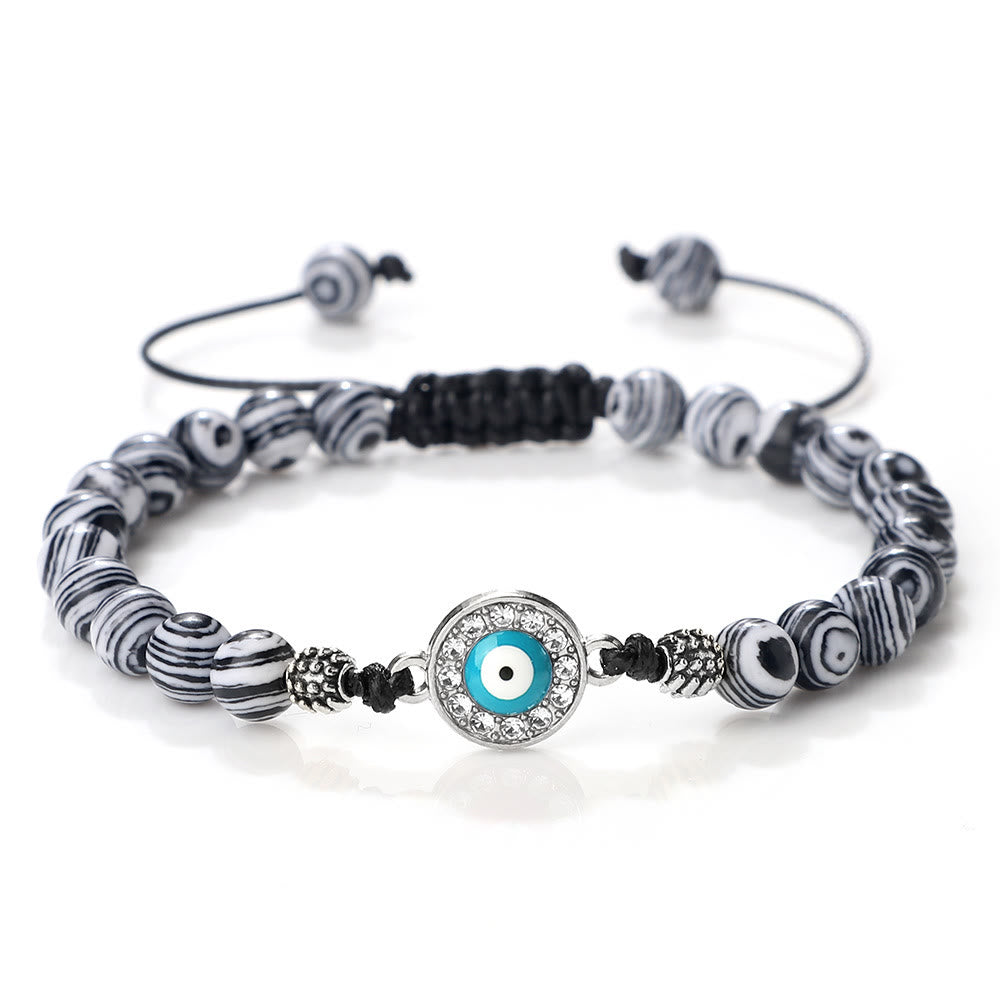 Olivenorma 6mm Natural Stone Zircon Beads Evil Eye Bracelet