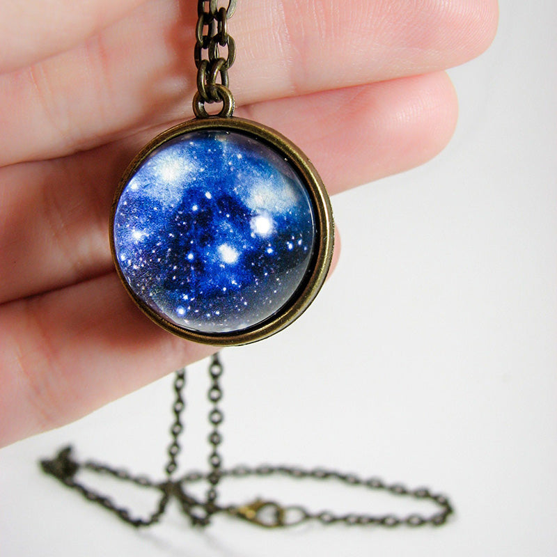 Nebula Pleiades Star Cluster Galaxy Glass Necklace