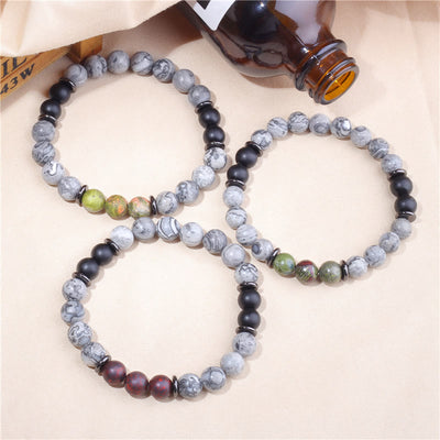 Olivenorma Natural Gray Jasper Beads Bracelet