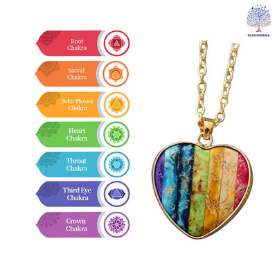 Olivenorma 7 Chakra Heart Pendant Necklace