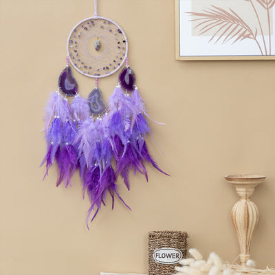 Olivenorma Amethyst Purple Agate Braided Flower Dream Catcher