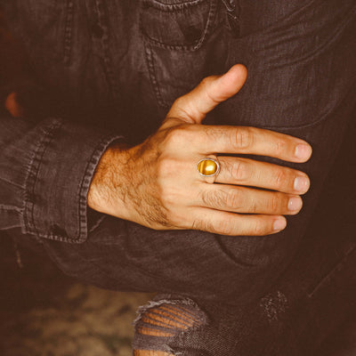 Oval Tiger's Eye Signet Men Ring