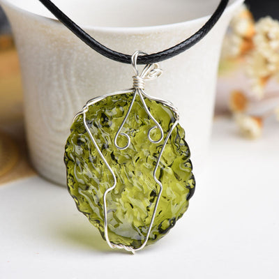 Olivenorma Natural Moldavite Irregular Necklace