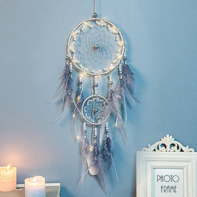 Blue Feather Pearl Wind Chime Dream Catcher