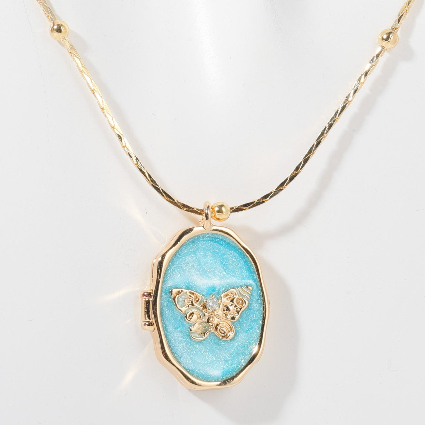 Olivenorma Nacre Butterfly Pendant 14k Gold Plated Copper Necklace