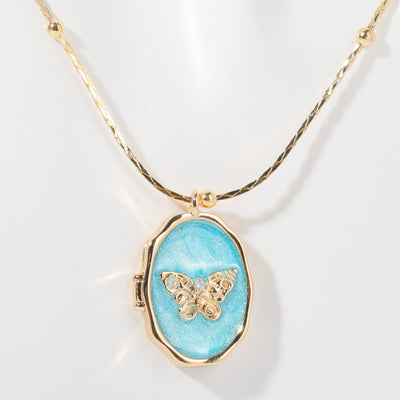 Olivenorma Nacre Butterfly Pendant 14k Gold Plated Copper Necklace