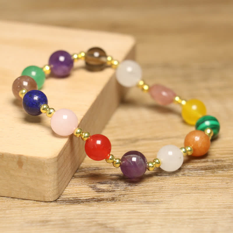 Olivenorma Natural Stone Colorful Round Beads Exquisite Bracelet