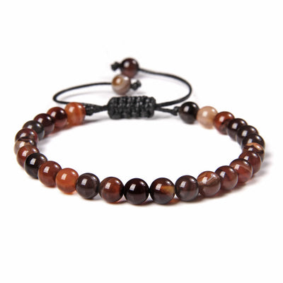 Olivenorma Natural 6mm Stone Beads Braided Wrap Bracelet