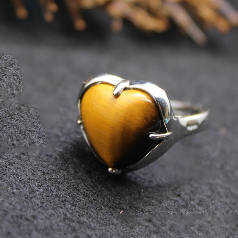 Olivenorma Natural Stone Crystal Heart Ring