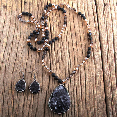 Olivenorma Cluster Pendant Raw Stone Beads Jewelry Set