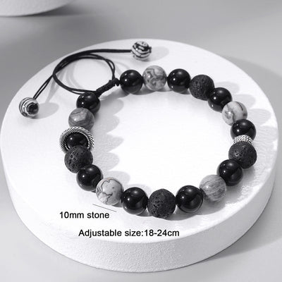 Olivenorma Obsidian Volcanic Lava Stone Men Beaded Bracelet