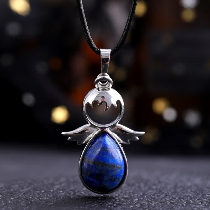 Olivenorma Angel Wing Crystal Drop Pendant Necklace