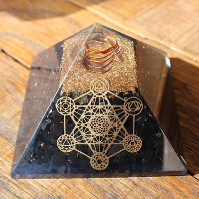 Olivenorma Black Tourmaline Metatron's Cube Protection Orgone Pyramid