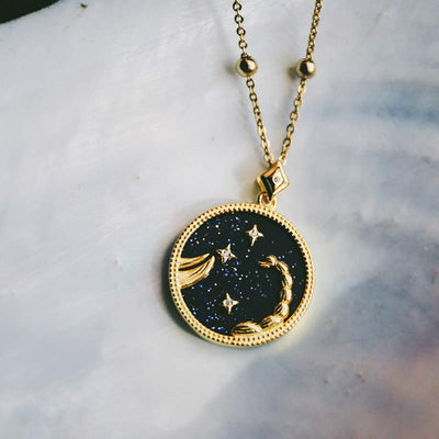 Blue Sandstone Listening Zodiac Necklace