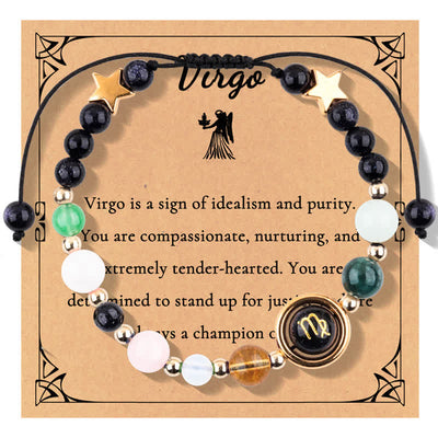 Olivenorma Blue Sandstone Natural Stone Beaded Zodiac Bracelet