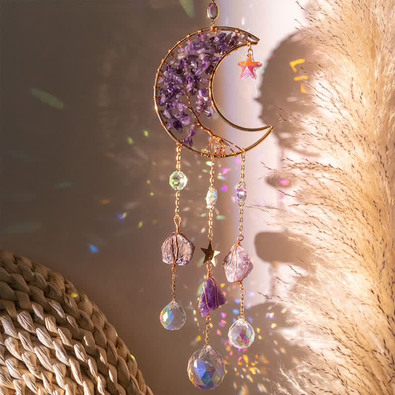 Olivenorma Amethyst Moon Pendant Suncatcher Wind Chime