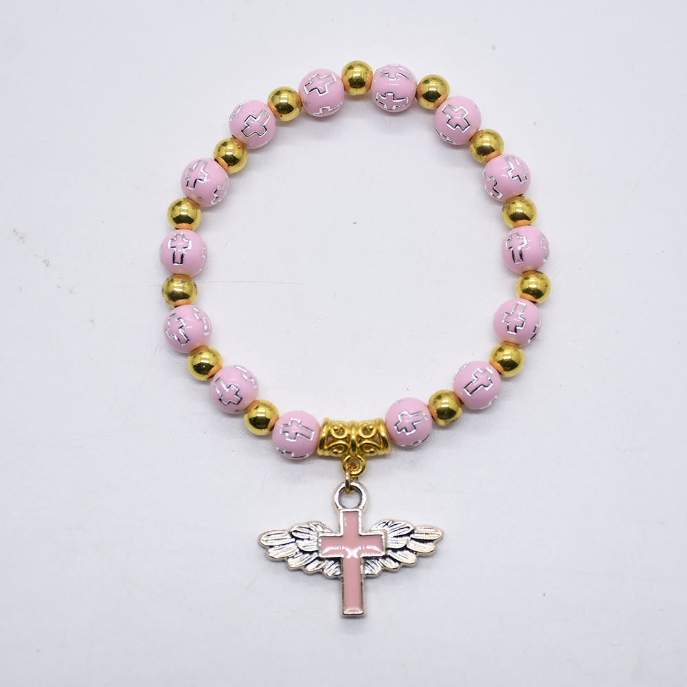 Olivenorma White Jade Cross Beaded Bracelet