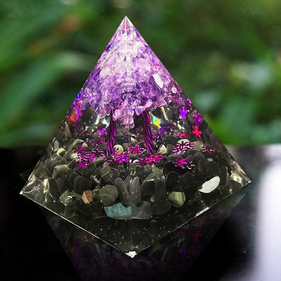 Olivenorma Soul Serenity – Amethyst & Obsidian Tree of Life Pyramid - image 4