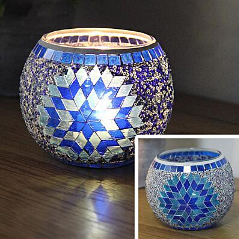 Olivenorma European Retro Glass Mosaic Candle Holder