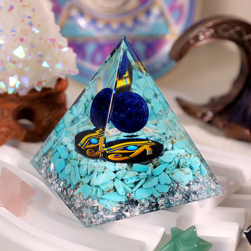 Olivenorma Blue Sodalite Turquoise Eye Of Horus Orgone Pyramid