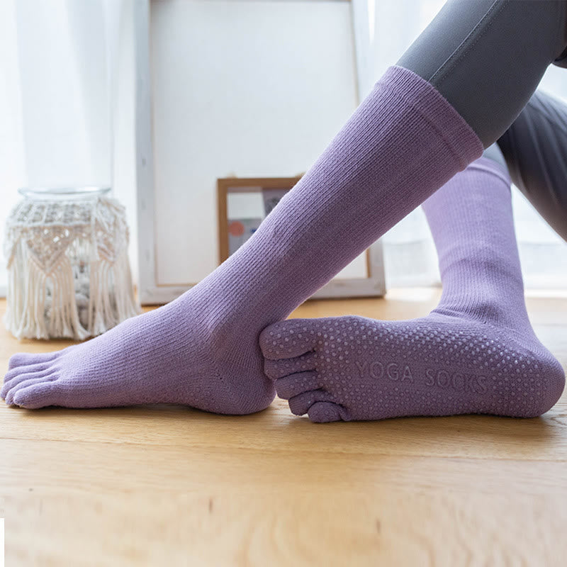 Olivenorma Women Non-Slip Five Toe Cotton Yoga Socks