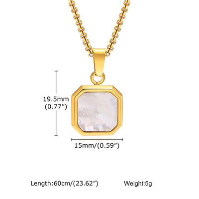 Olivenorma Square Pendant Men Long Sweater Chain Necklace