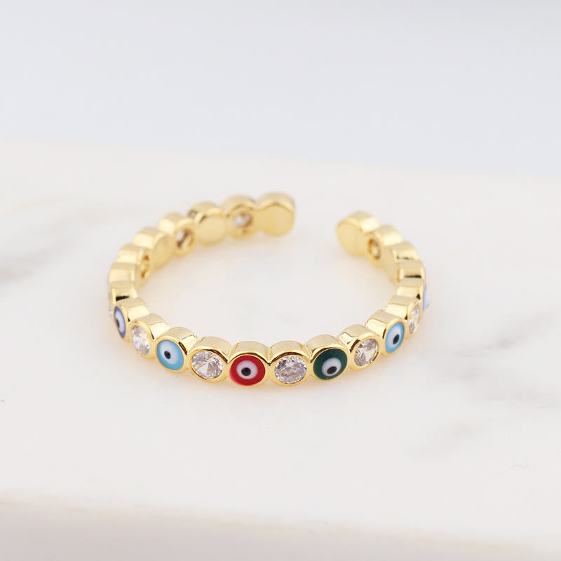 Olivenorma Colorful Evil Eye White Zircon Adjustable Ring