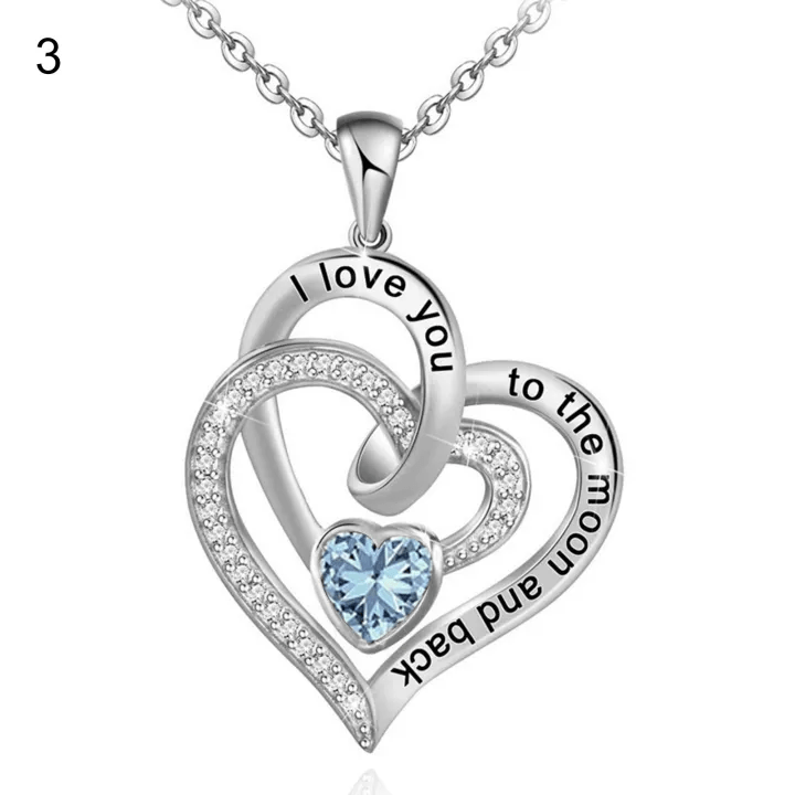 Olivenorma Hearts and Hearts Birthstone Necklace