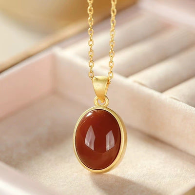 Olivenorma Red Agate S925 Sterling Silver Gold Plated Necklace