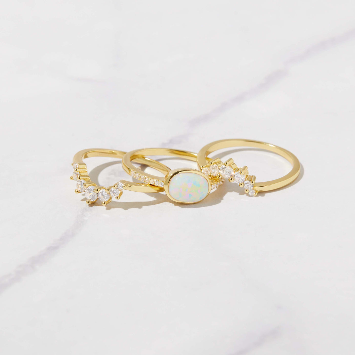 Olivenorma Opal Stacking Three Layer Ring Ring