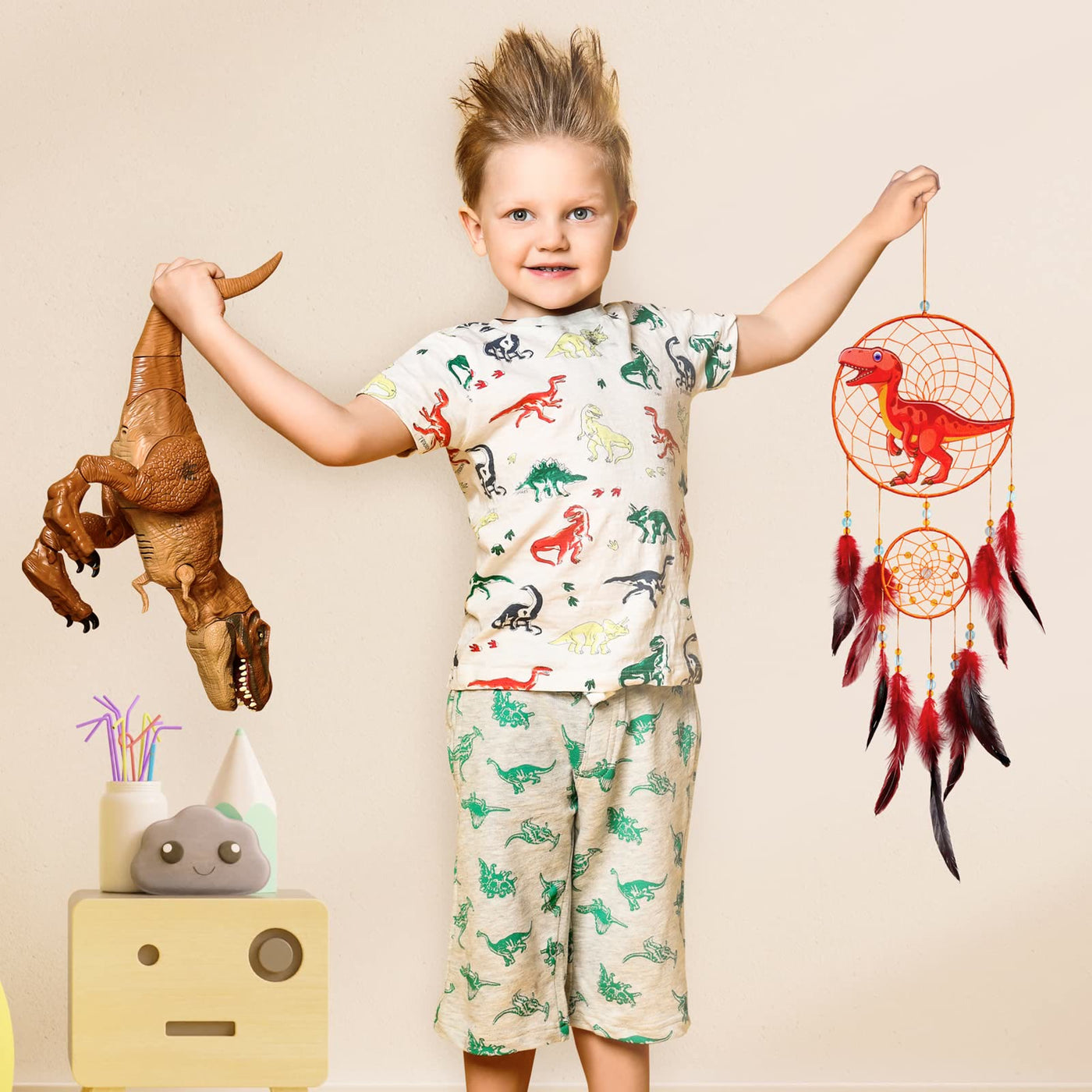 Olivenorma Dinosaur For Kids Feather Dream Catcher