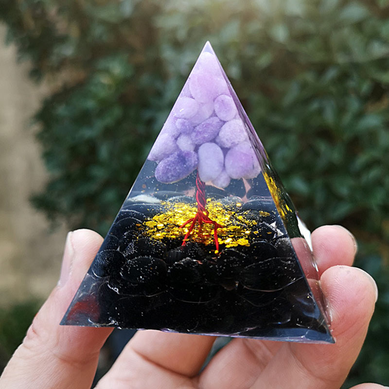 Olivenorma Purple Jade Obsidian Tree Of Life Orgone Pyramid