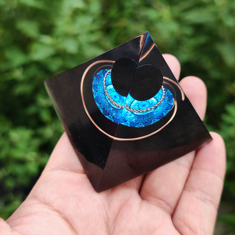 Olivenorma Obsidian Sphere Energy Orgone Pyramid