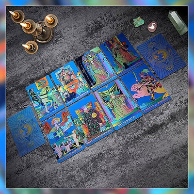 Olivenorma Green Blue Moon Gold Foil Tarot Cards